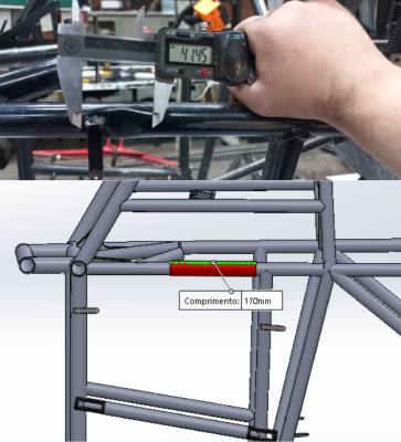 Imagem 3 - Comprimento da região amassada e da luva de reforço